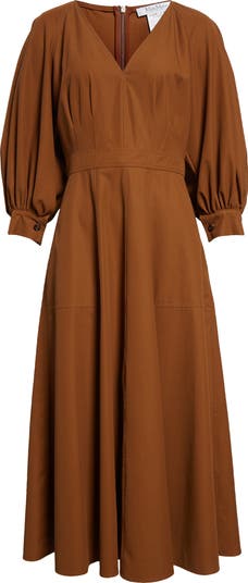 Max Mara Pedaggi Cotton Poplin Fit & Flare Dress | Nordstrom