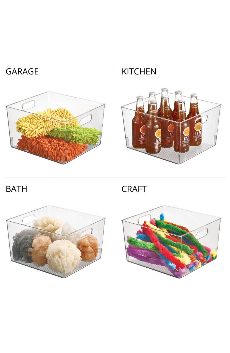 mDesign miDesign Plastic Closet Storage Organizer Container Bin, Handles - 4 Pack, USA Made, Alternate, color, Clear