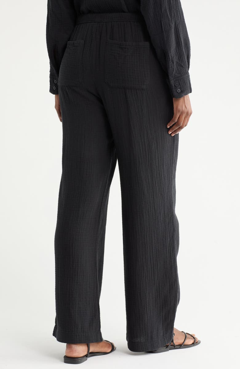 Splendid Cotton Gauze Pull-On Pants, Alternate, color, Black