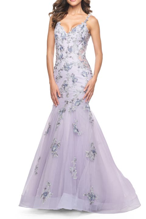 Mermaid Gown with Two Tone Lace Appliques