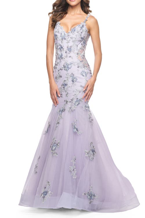 La Femme Mermaid Gown With Two Tone Lace Appliques
