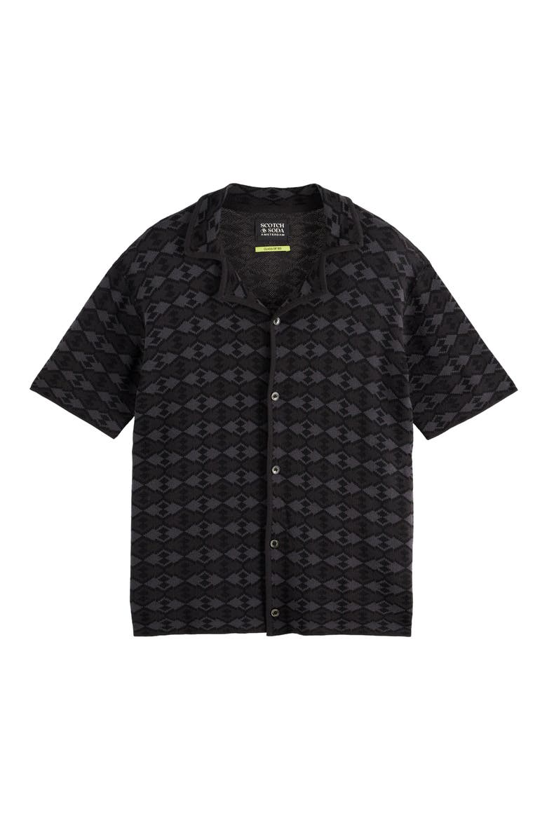 Argyle Knit Camp Shirt, Alternate, color, MINI DIAMOND