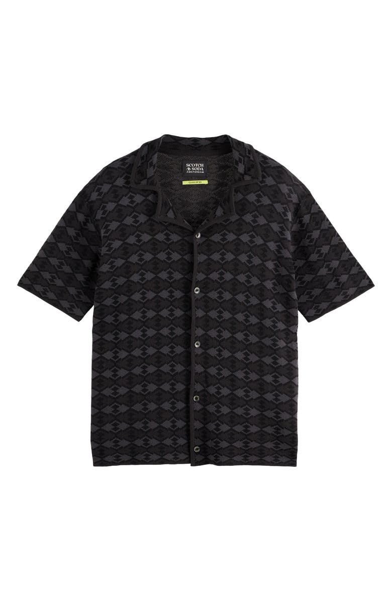 Scotch & Soda Argyle Knit Camp Shirt, Alternate, color, Mini Diamond