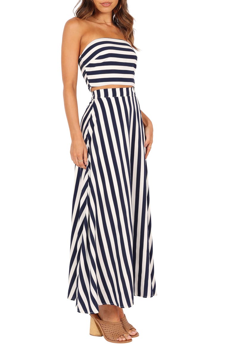 Elijah Stripe Tube Top & Maxi Skirt Set, Alternate, color, NAVY/ WHITE