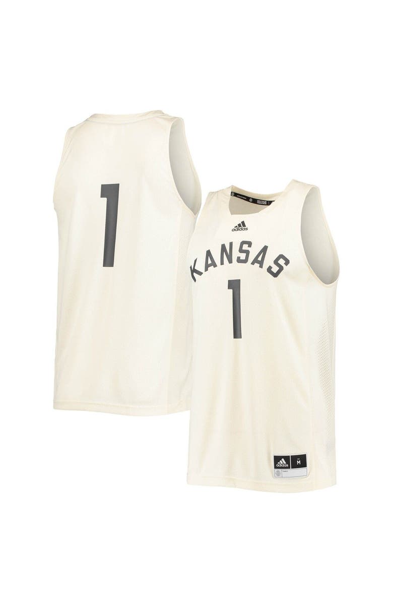 adidas Men's adidas #1 Cream Kansas Jayhawks Reverse Retro Jersey, Main, color, Cream