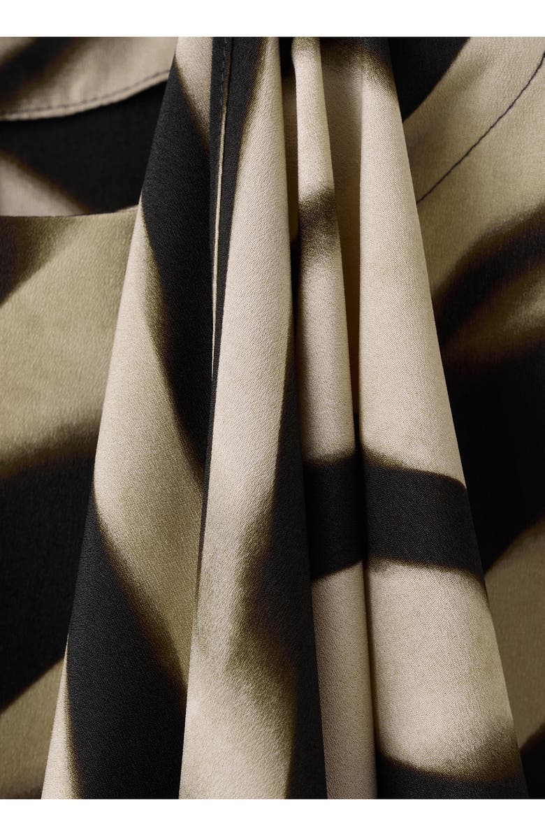 MANGO Zebra Stripe Tie Neck Top, Alternate, color, Black