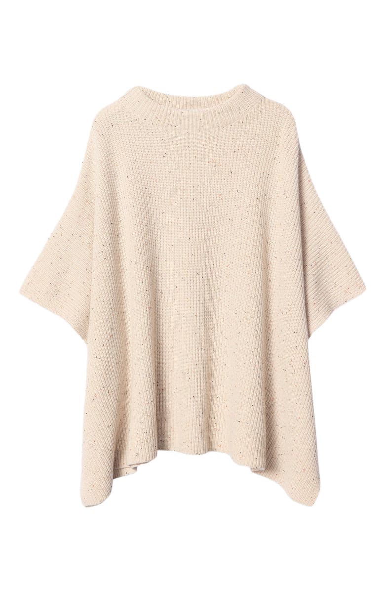 GOBI Mongolian Cashmere Rib-Knit Cashmere Poncho, Alternate, color, Biscotti