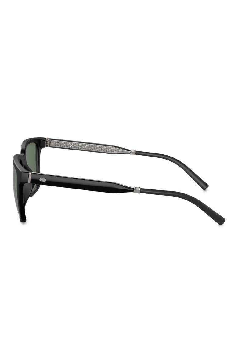 Roger Federer 52mm Polarized Rectangular Sunglasses, Alternate, color, MATTE BLACK POLARIZED