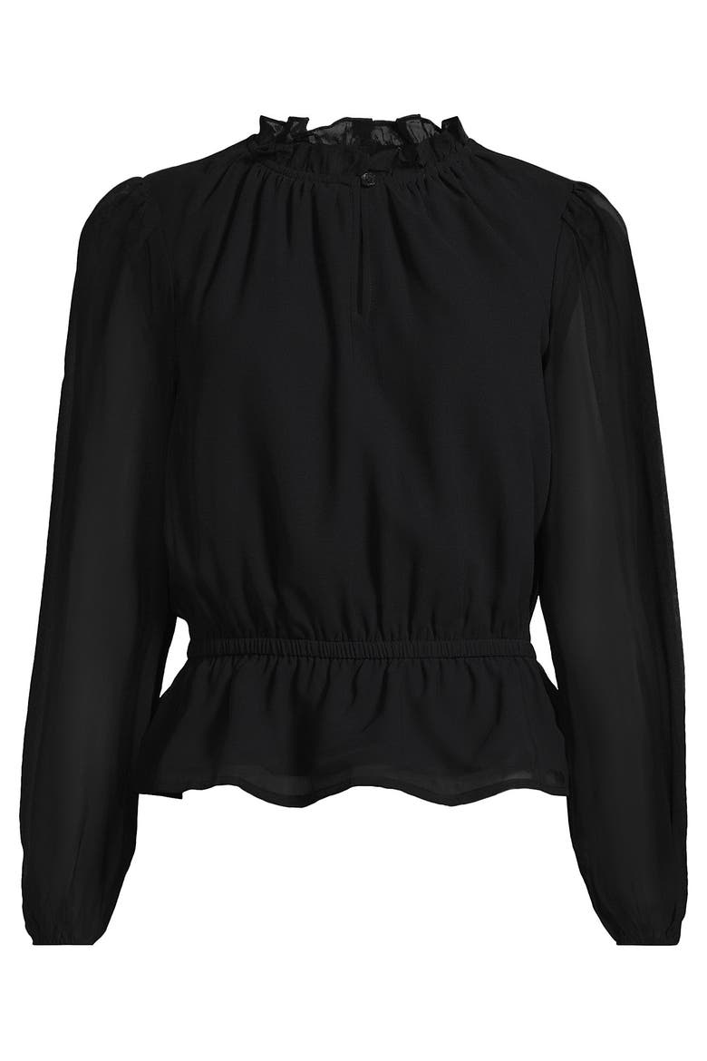 Chiffon Peplum Top, Alternate, color, Black