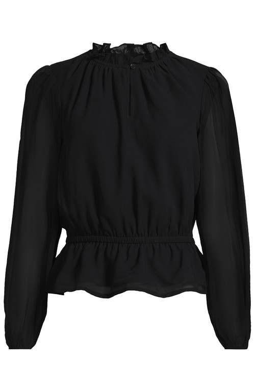 Lands' End Plus Size Chiffon Peplum Top In Black