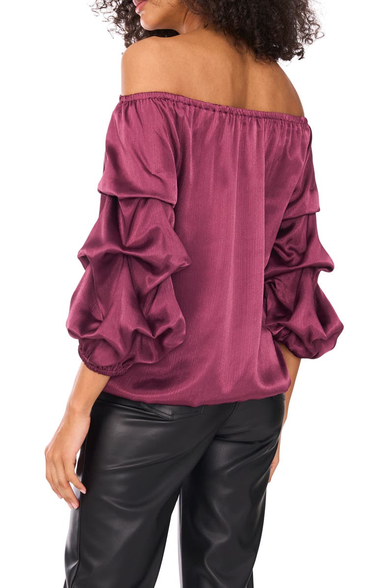 Vince Camuto Off the Shoulder Bubble Sleeve Top, Alternate, color, Sweet Plum