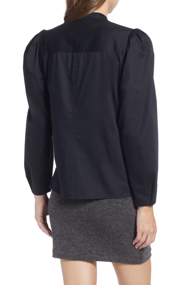 Something Navy Stand Collar Button Through Shirt, Alternate, color,