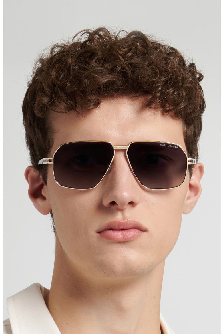 61mm Gradient Navigator Sunglasses, Alternate, color, GOLD BLACK/ DARK GREY SF