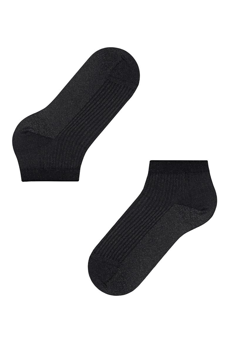 Metallic Rib Quarter Socks, Alternate, color, BLACK