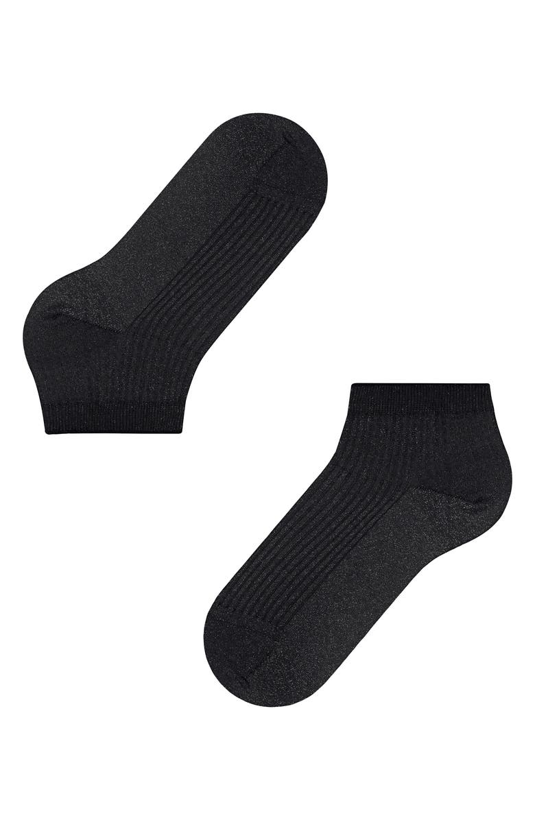 Falke Metallic Rib Quarter Socks, Alternate, color, Black