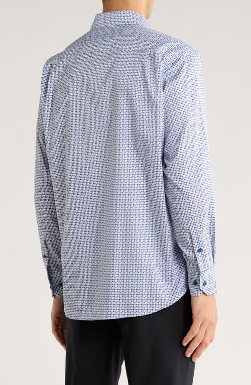 David Donahue Houndstooth Print Sport Shirt In Multi