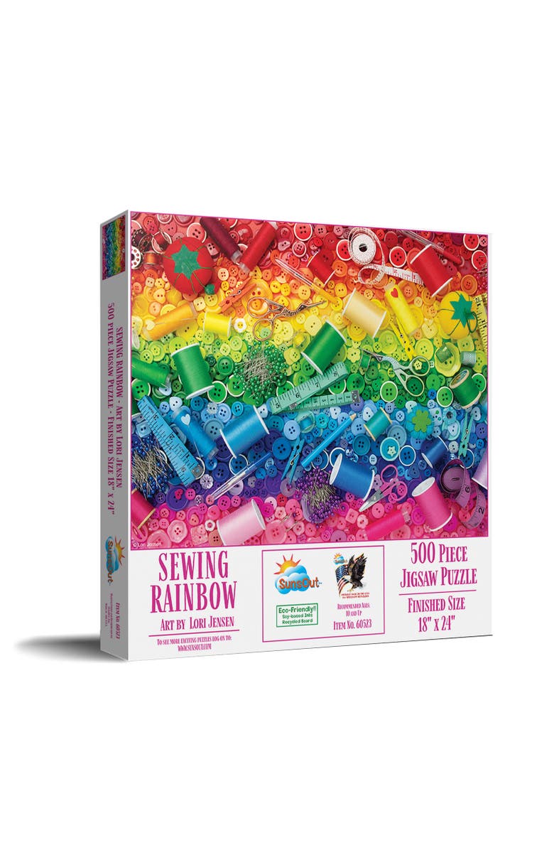 Sunsout Sewing Rainbow 500 piece Jigsaw Puzzle for Adults, Main, color, Multicolor