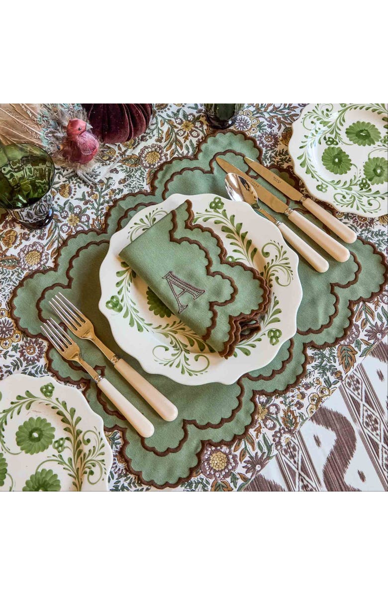 Mrs. Alice Charlotte Green & Brown Napkins, Alternate, color, Green