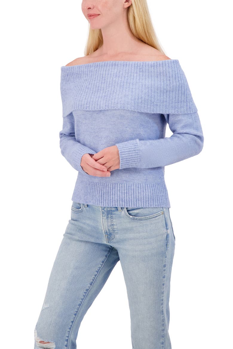 Off the Shoulder Sweater, Alternate, color, HEATHER LIGHT BLUE