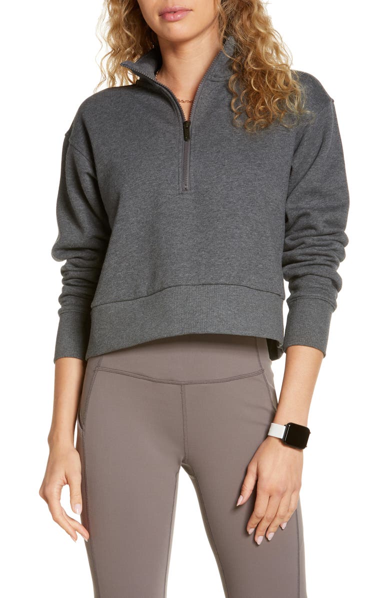 Zella Cara Lite Half Zip Crop Sweatshirt, Main, color,