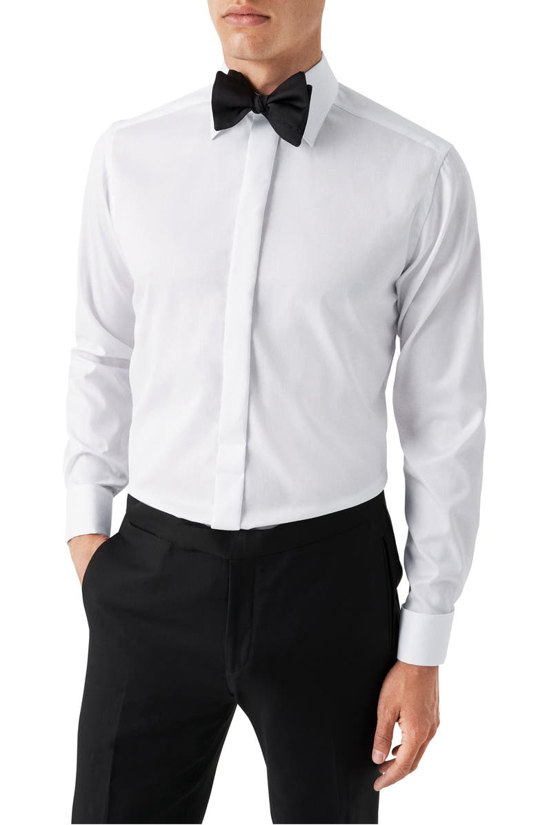 Eton White Cotton Twill Tuxedo Shirt, Main, color, White