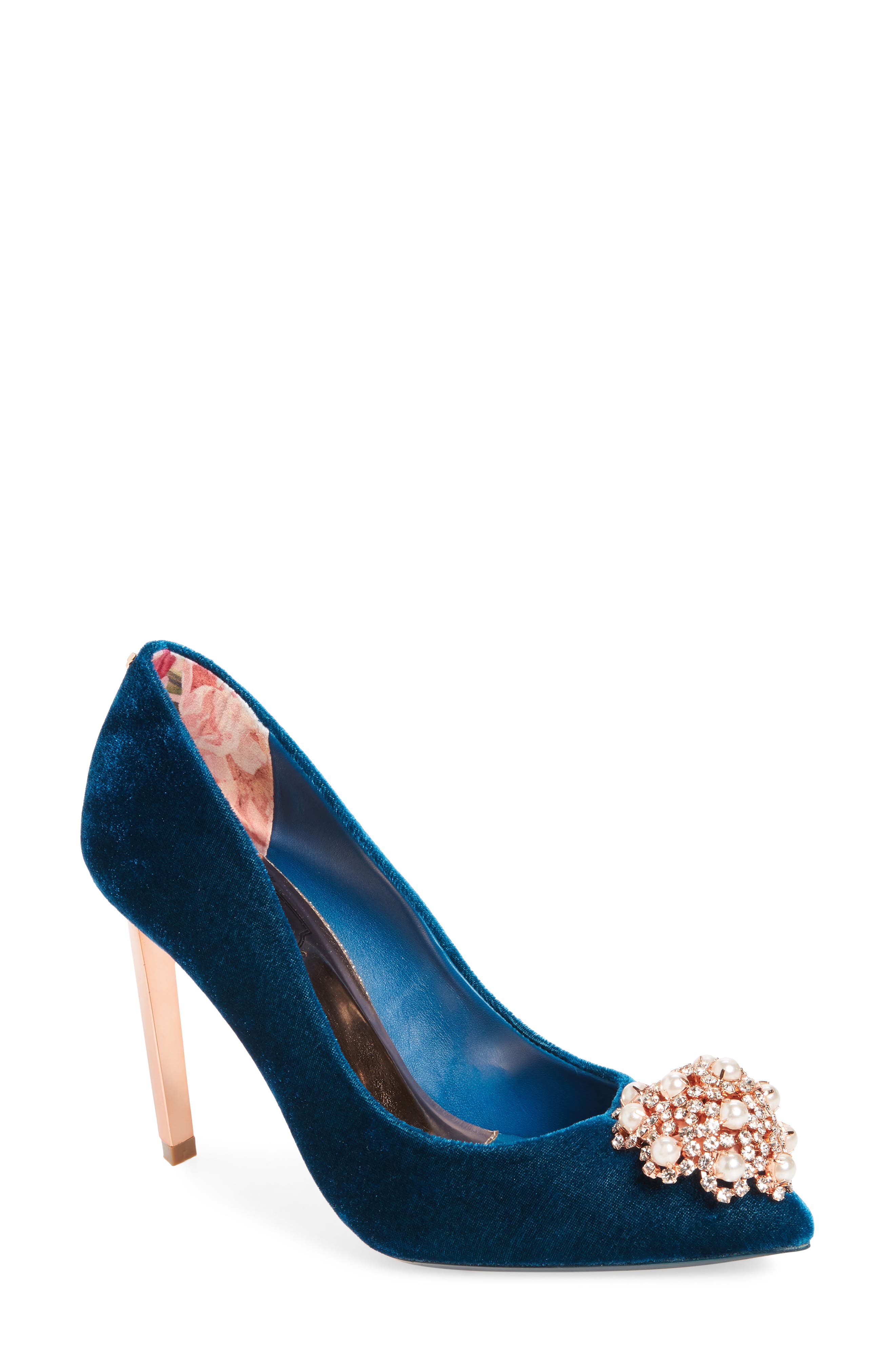 Peetchv Embroidered Pump, Main, color, DARK BLUE FABRIC
