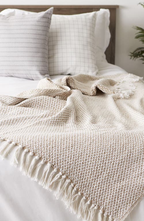 Design Imports Tassel Woven Cotton Throw Blanket In Brown