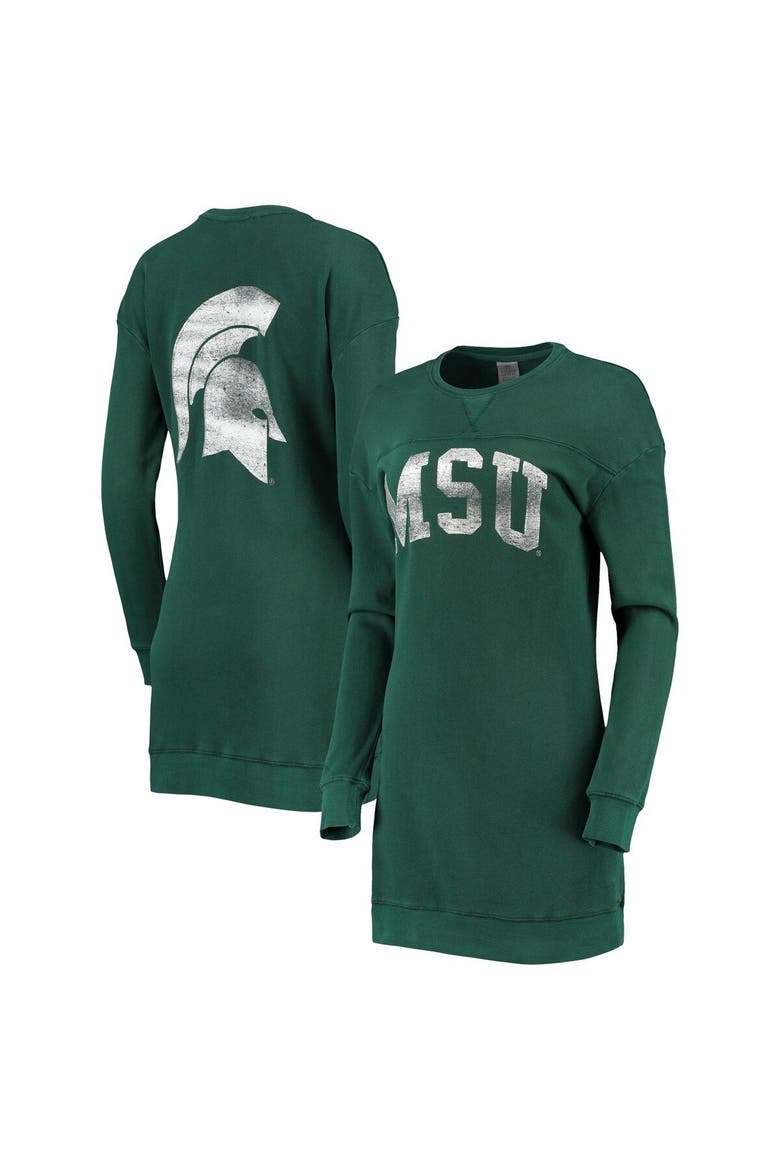 Women's Gameday Couture Green Michigan State Spartans 2-Hit Sweatshirt Dress, Main, color, Green
