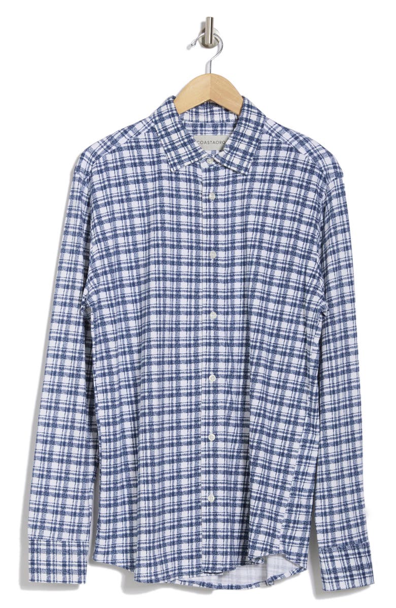 Coastaoro Porta Trim Fit Jersey Button-Up Shirt, Alternate, color, Navy