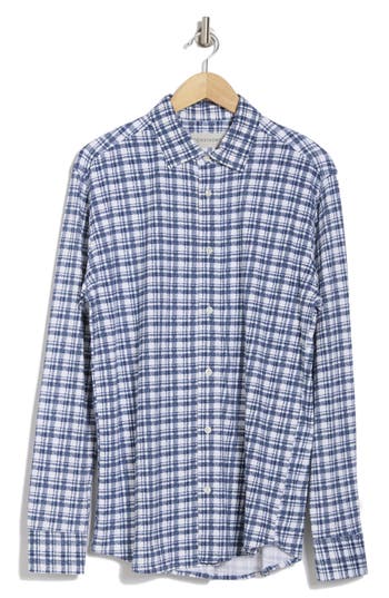 Coastaoro Porta Trim Fit Jersey Button-up Shirt In Navy