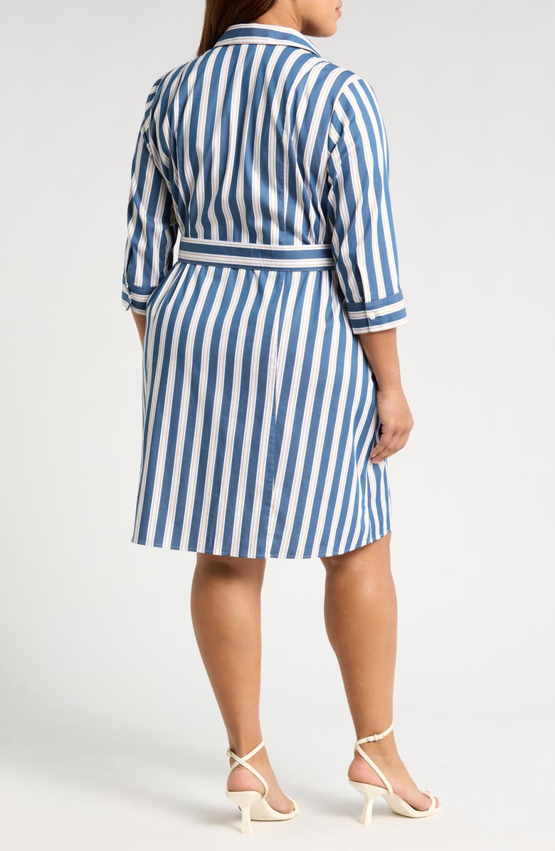 Foxcroft Fiona Stripe Belted Shirtdress, Alternate, color, 