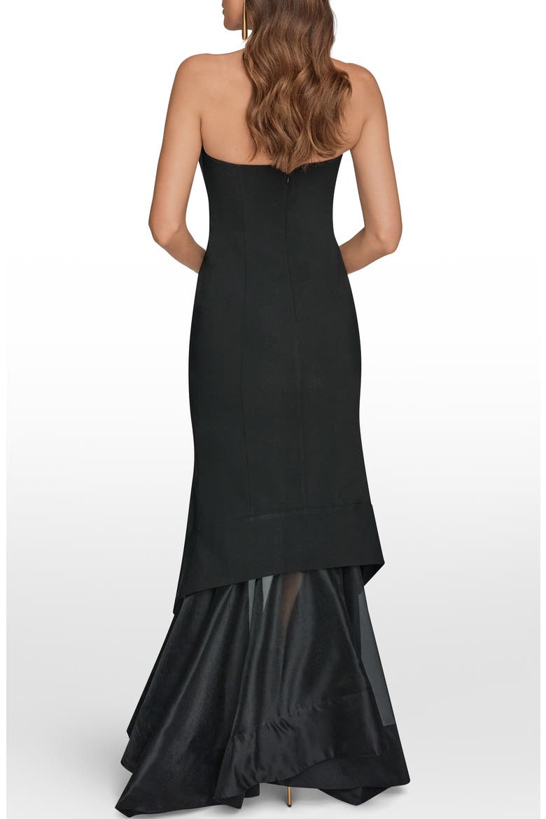 Strapless Scuba Knit & Organza Mermaid Gown, Alternate, color, BLACK/ BLACK