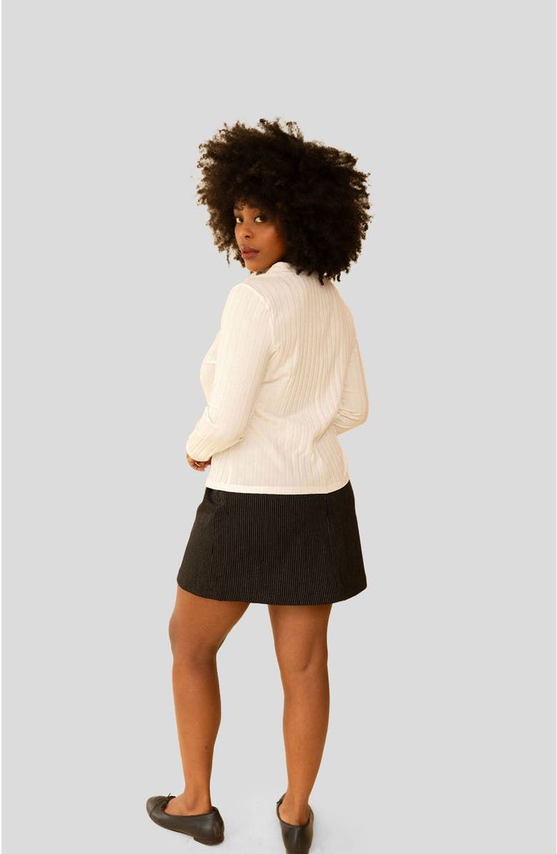 Whimsy + Row Parker Skirt, Alternate, color, Black Pinstripe