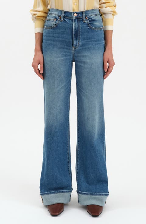 Far Out Cuffed High Waist Wide Leg Jeans (Big Break)