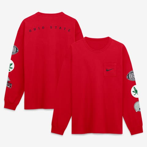 Men's Nike Scarlet Ohio State Buckeyes Academic Long Sleeve Pocket T-Shirt