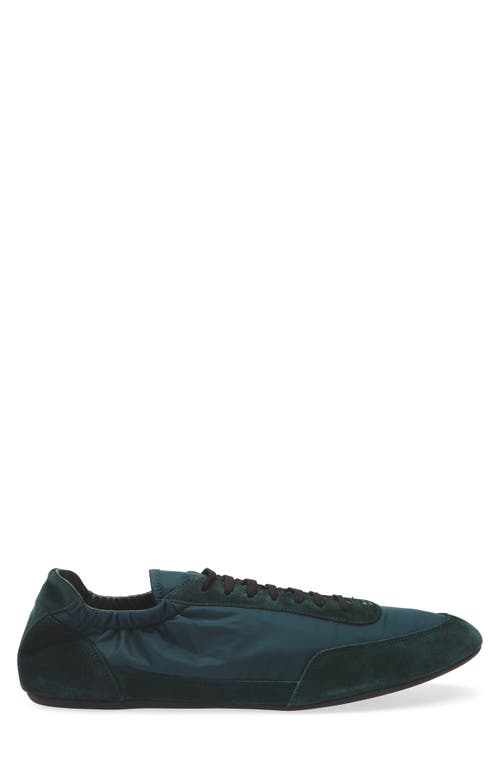Prada Collapse Mixed Media Low Top Sneaker In Green
