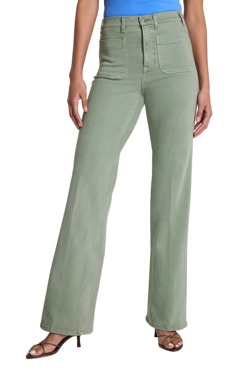 SPANX<sup>®</sup> SPANXshape<sup>™</sup> Authentic 360 Patch Pocket Easy Flare Jeans, Main, color, Sage Brush