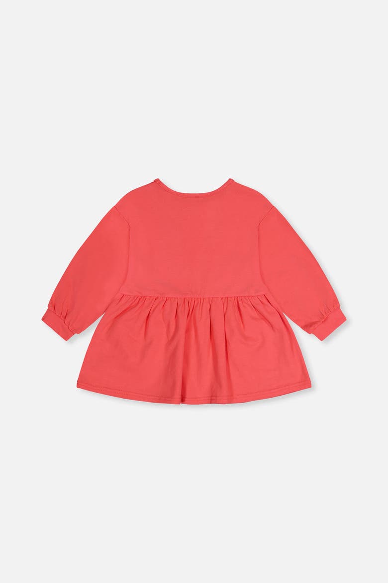 Organic Cotton Cat Patch Pocket Gathered Tunic, Alternate, color, Coral Pink