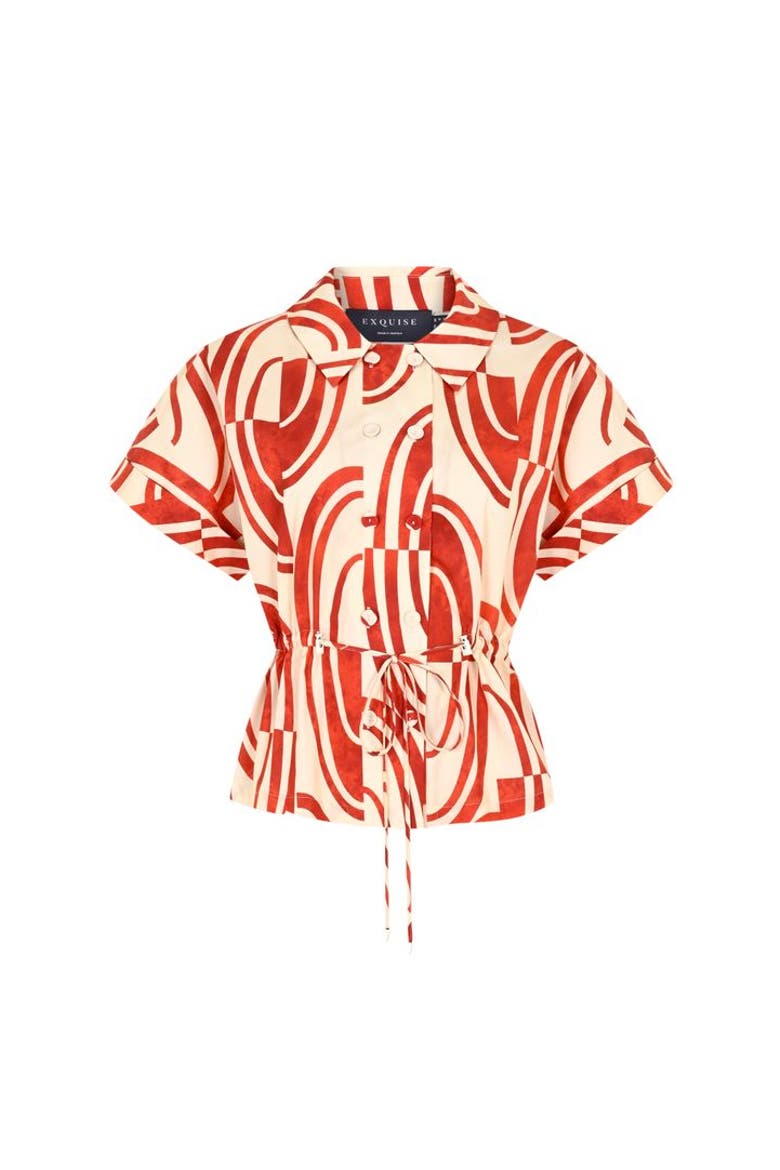 Jocelyn Cotton Shirt, Alternate, color, RED-BEIGE