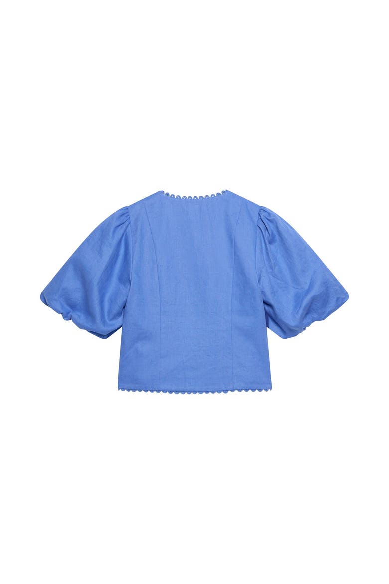 Linen Puff Sleeve Top, Alternate, color, Blue