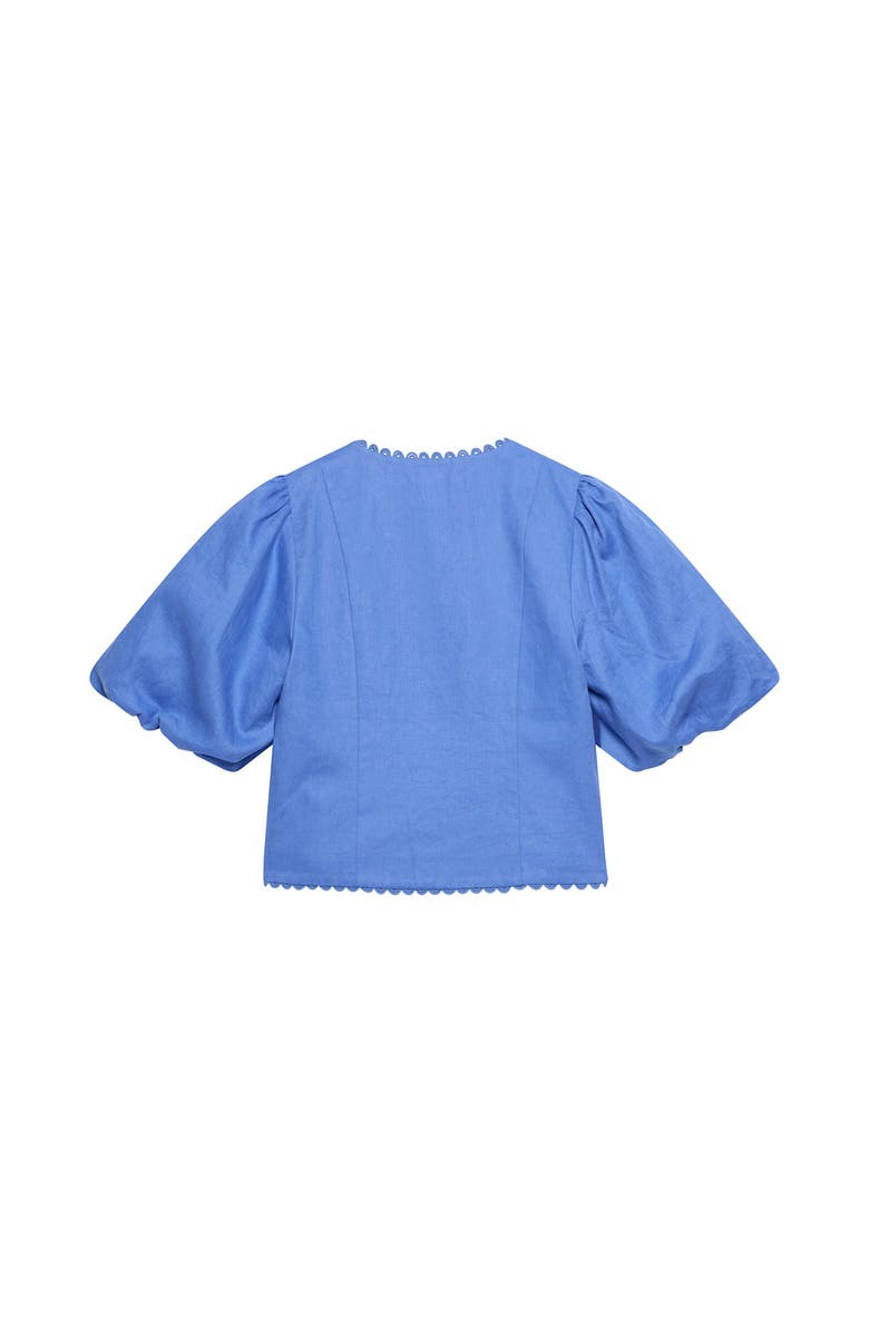 MINT VELVET Linen Puff Sleeve Top, Alternate, color, Blue