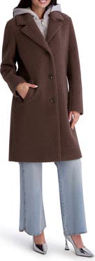 Kenneth Cole New York Textured Coat with Removable Hoodie Bib