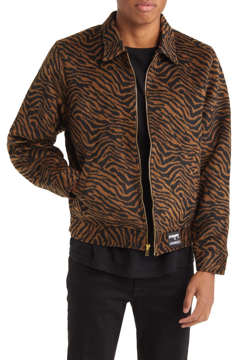Frequency Tiger Stripe Jacket, Main, color, BROWN TIGER