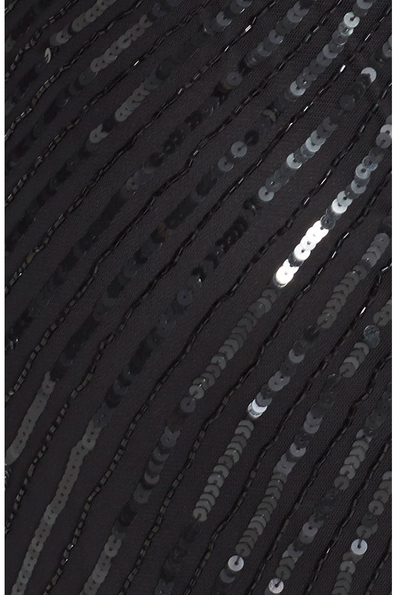 Aidan Mattox Sequin V-Back Mesh Gown, Alternate, color, BLACK
