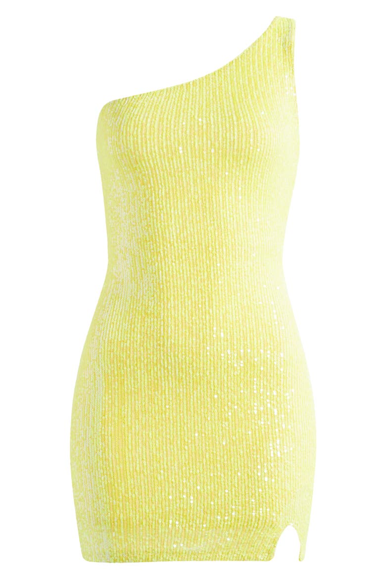 One-Shoulder Sequin Minidress, Alternate, color, YELLOW