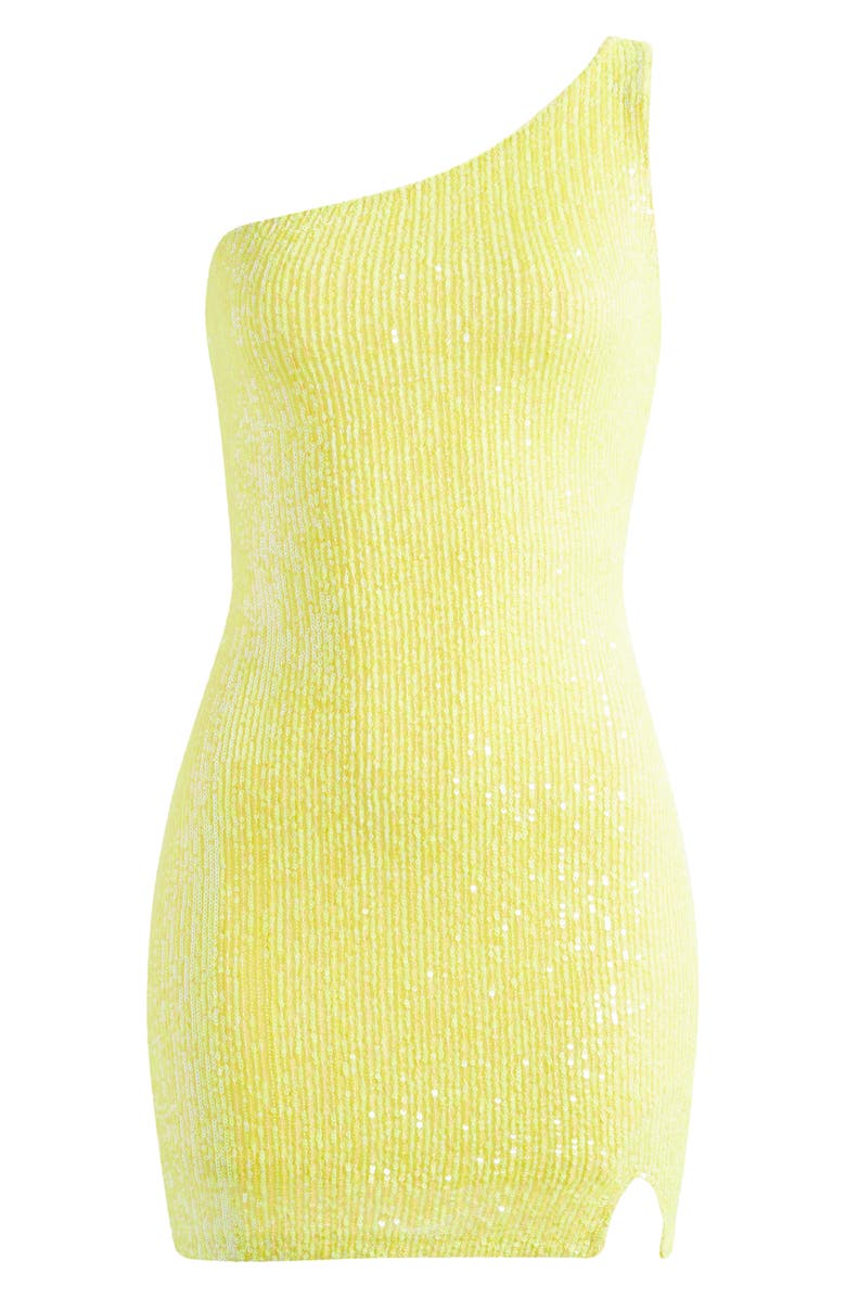 Jump Apparel One-Shoulder Sequin Minidress, Alternate, color, Yellow