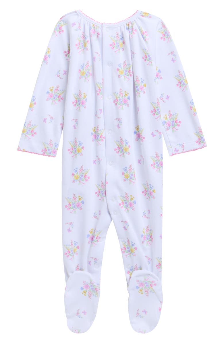Kissy Kissy Floral Smocked Pima Cotton Footie, Alternate, color, White Multi