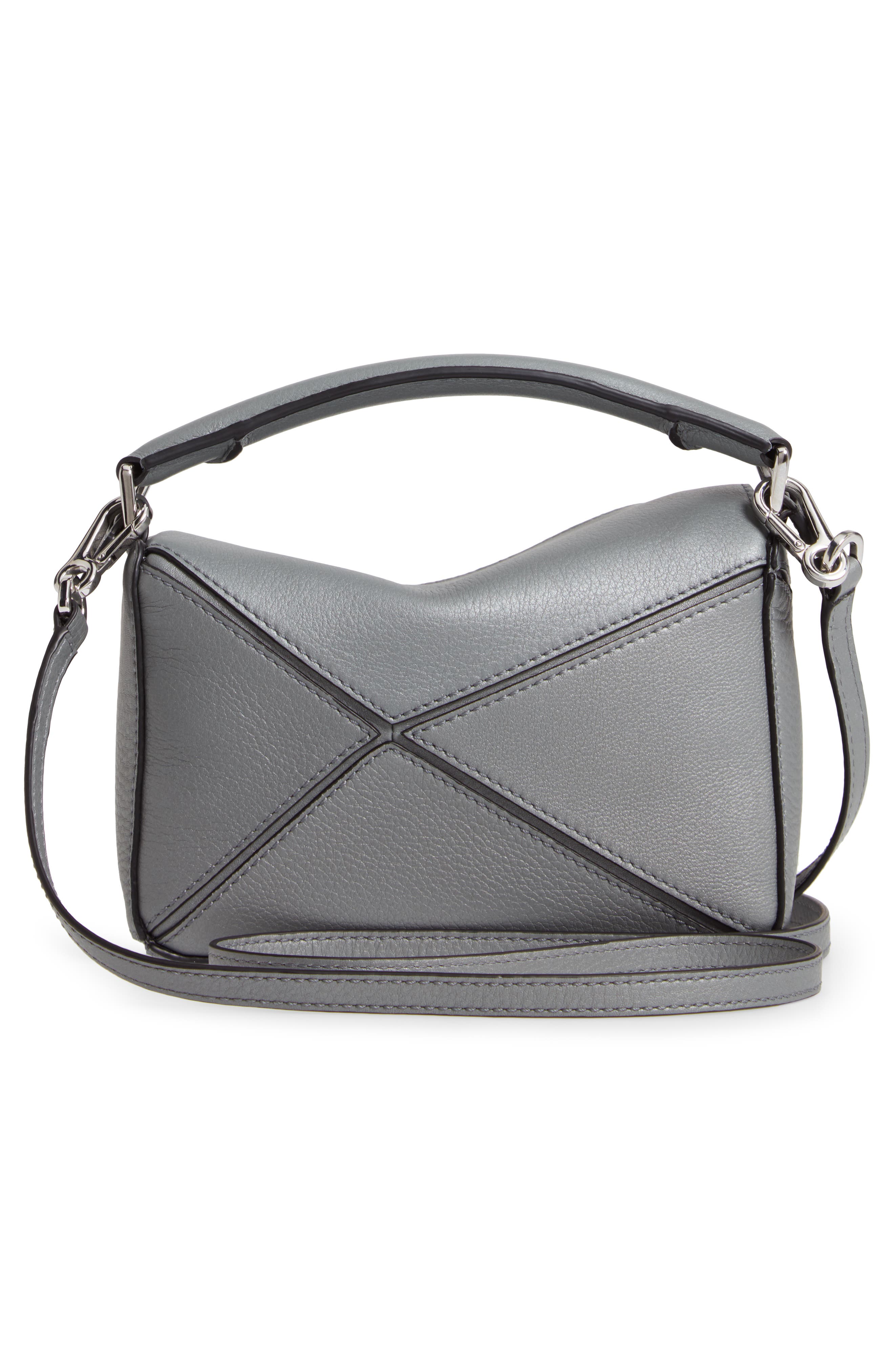 Mini Puzzle Leather Bag, Alternate, color, GUNMETAL