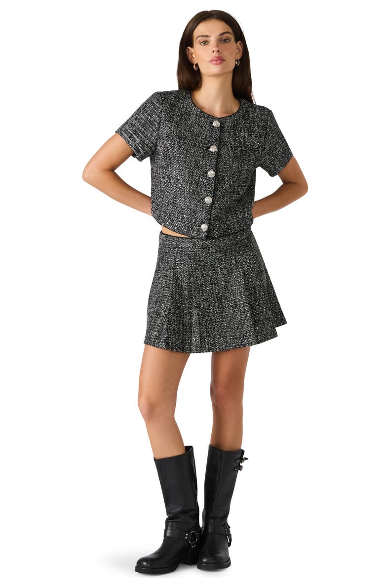 Zenia Tweed Miniskirt, Alternate, color, BLACK