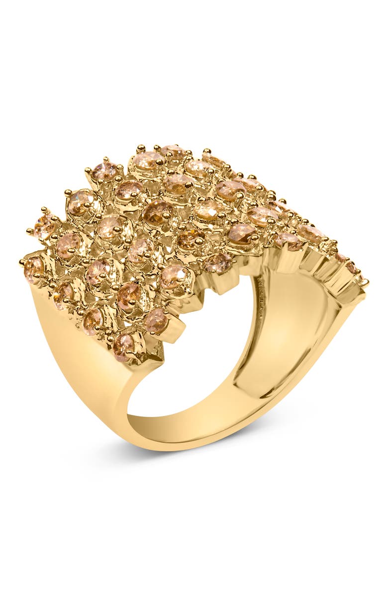 Haus of Brilliance 10K Yellow Gold 2.0 Cttw Brown Diamond Mesh Link Cocktail Ring, Alternate, color, Yellow Gold